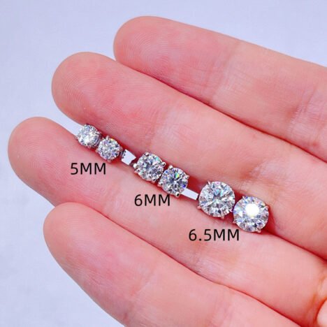 Hot Sell Sterling Silver 925 White Gold VVS Moissanite Stud Earrings Screw Back - Image 3