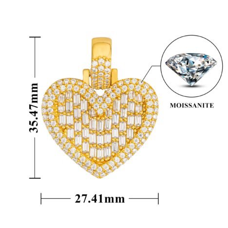 3MM Tennis Chain Compatible Diamond Heart Pendant - Hip Hop Jewelry - Image 6