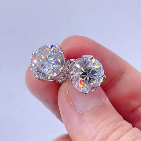 Hot Sell Sterling Silver 925 White Gold VVS Moissanite Stud Earrings Screw Back - Image 4