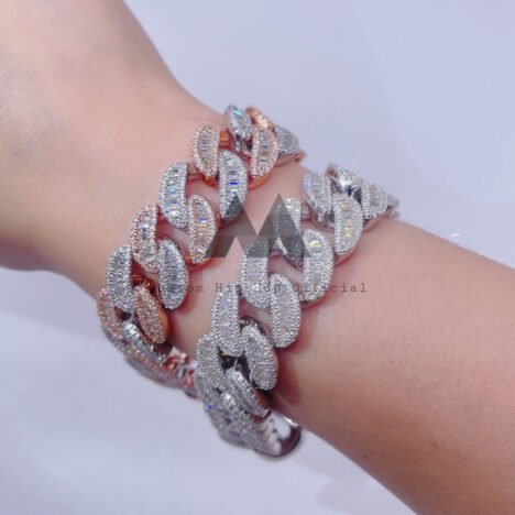 18MM Moissanite Diamond Cuban Bracelet Iced Out Hip Hop Jewelry