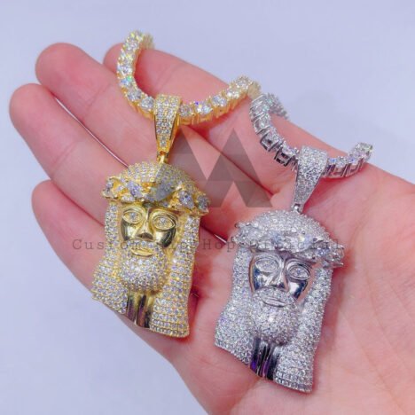 VVS Moissanite Diamond Jesus Pendant 3MM Tennis Chain Hip Hop Jewelry