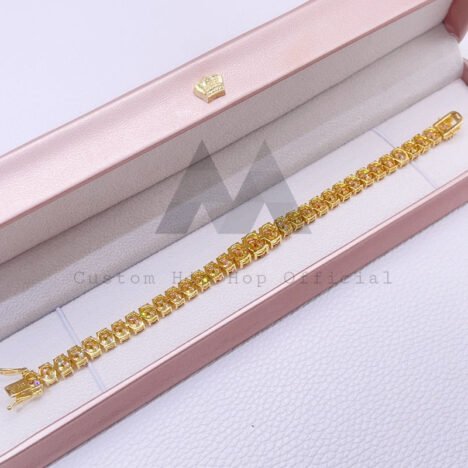 VVS Champagne Moissanite Tennis Bracelet 37 CT Oval Cut Gold Plated Sterling Silver - Image 4