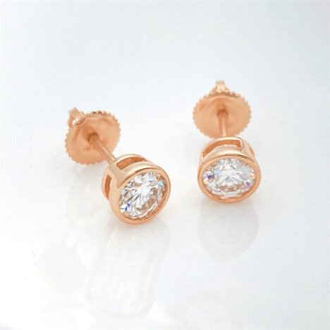 VVS Moissanite Stud Earrings in 925 Silver with Screw Back, Bezel Set - Image 3