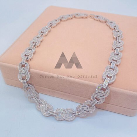 Hip Hop VVS Moissanite Iced Out Baguette Diamond Infinity Link Chain - Image 3