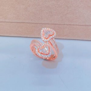 Women's Heart-Shaped Nail Ring with Baguette Cut VVS Moissanite - Hip Hop Jewelry - Image 2