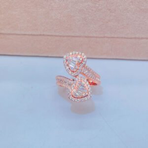 Women's Heart-Shaped Nail Ring with Baguette Cut VVS Moissanite - Hip Hop Jewelry - Image 3