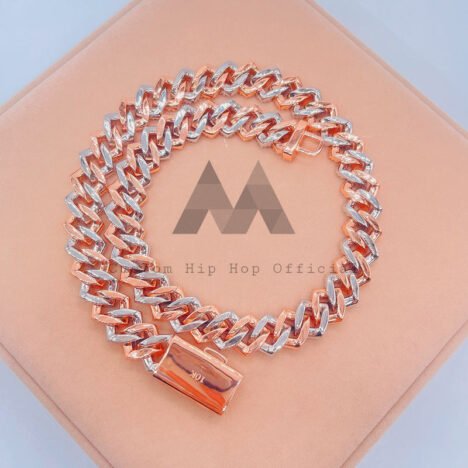 15mm 2 Row Baguette Cut Moissanite Link Cuban Chain Hip Hop - Image 3