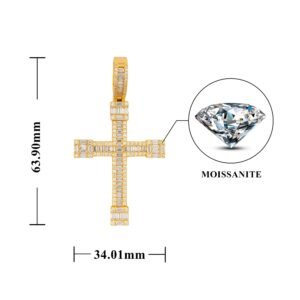 Hip Hop Iced Out Moissanite Cross Pendant VVS Baguette Moissanite Diamond Fit For 3MM Tennis Chain - Image 2