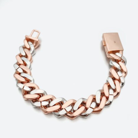 Rose Gold Sterling Silver Moissanite Iced Cuban Link Bracelet for Hip Hop - Image 2