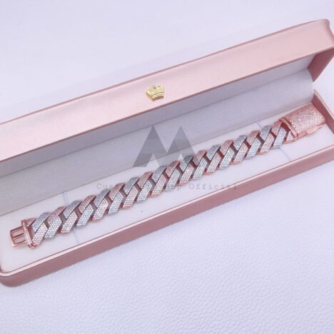 20MM Moissanite Cuban Bracelet | Rose & White Gold Hip Hop Jewelry - Image 2