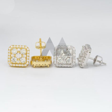 Mix Size Square Stud Earrings Hip Hop Moissanite Diamond Pass Diamond Tester - Image 2