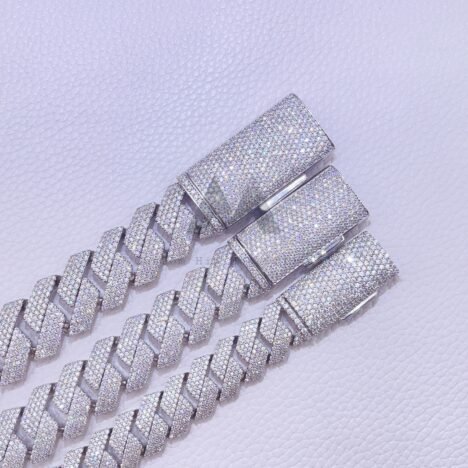 18MM VVS Moissanite Cuban Chain - Solid Silver Luxury Necklace - Image 2