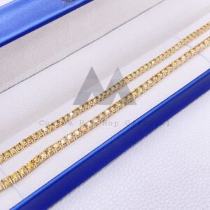 Yellow Gold Plating Over Sterling Silver 3MM 4MM Champagne Moissanite Tennis Bracelet - Image 2