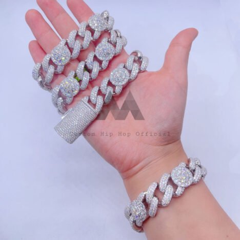 Iced Out 925 Silver Moissanite Cuban Chain 20MM - Hip Hop Jewelry - Image 2