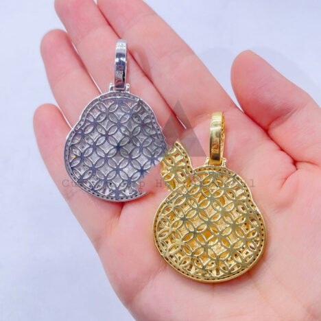 Hip Hop Solid Silver VVS Moissanite Buddha Pendant Baguette Cut GRA Certificate - Image 3