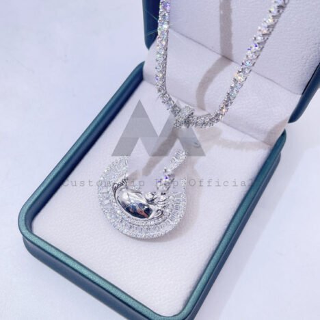 Hip Hop Solid Silver VVS Moissanite Buddha Pendant Baguette Cut GRA Certificate - Image 4
