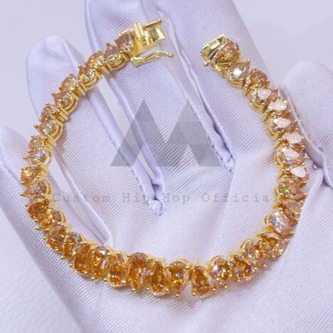 34.7 CT Moissanite Tennis Bracelet Yellow Gold Finish Elegant Jewelry