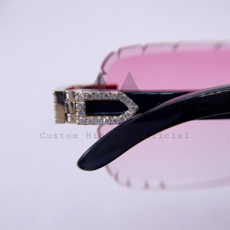 10K Rose Gold VVS Moissanite Bauguette Invisible Setting Sunglasses - Image 4