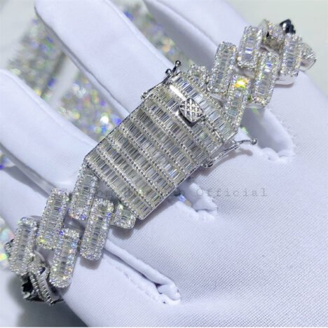 18MM VVS Moissanite Cuban Bracelet, Solid Silver Hip Hop Jewelry