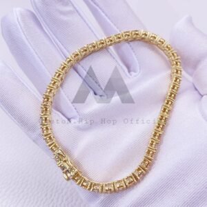 Yellow Gold Plating Over Sterling Silver 3MM 4MM Champagne Moissanite Tennis Bracelet - Image 4