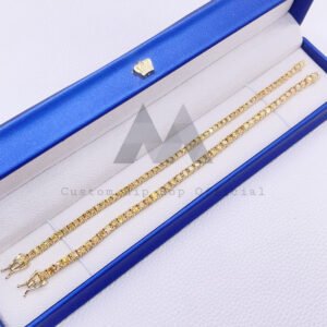 Yellow Gold Plating Over Sterling Silver 3MM 4MM Champagne Moissanite Tennis Bracelet - Image 5