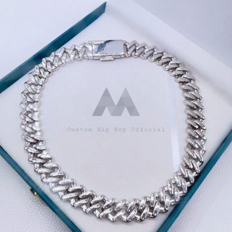Men's VVS Moissanite Double Row Cuban Chain - 925 Silver White Gold Plated Hip Hop Jewelry - Image 2