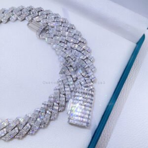 Men's VVS Moissanite Double Row Cuban Chain - 925 Silver White Gold Plated Hip Hop Jewelry - Image 4