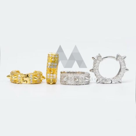 White Gold Yellow Gold Over Sterling Silver 925 VVS Moissanite Diamond Hoop Earrings