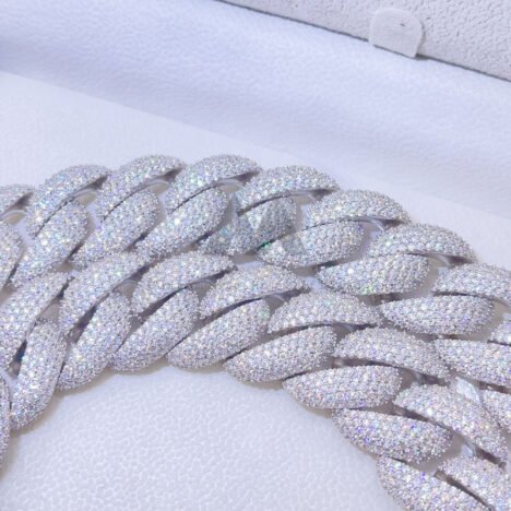 18MM 20MM 23MM Thick Heavy Solid Silver VVS Moissanite Cuban Link Chain Iced Out With Long Clasp - Image 2