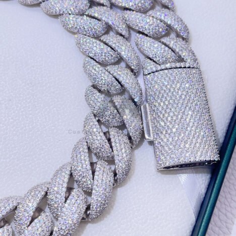 18MM 20MM 23MM Thick Heavy Solid Silver VVS Moissanite Cuban Link Chain Iced Out With Long Clasp - Image 4