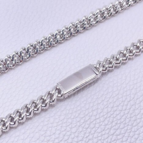 8MM 925 Silver Cuban Chain with Enamel Logo Clasp, Double Row Design - Image 2