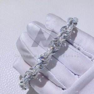 10MM Iced Out Moissanite Rope Bracelet, 925 Silver Hip Hop Jewelry - Image 2