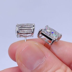 Radiant Cut VVS Moissanite Stud Earrings 925 Silver - Hip Hop Jewelry - Image 2