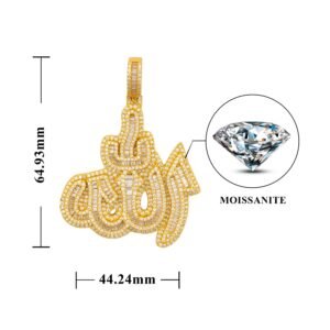 Iced Out Allah Symbol Pendant Moissanite Diamonds Pass Diamond Tester Fit For 3MM Tennis Chain - Image 2