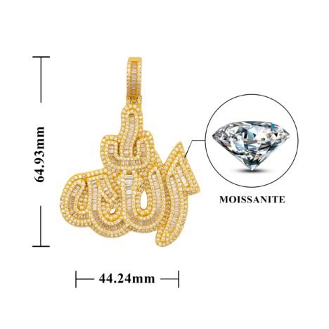 Iced Out Allah Symbol Pendant Moissanite Diamonds Pass Diamond Tester Fit For 3MM Tennis Chain - Image 2