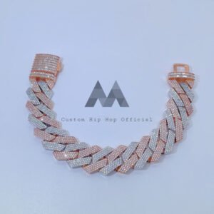 20MM Moissanite Cuban Bracelet - Thick Miami Baguette Lock, Hip Hop Jewelry - Image 2