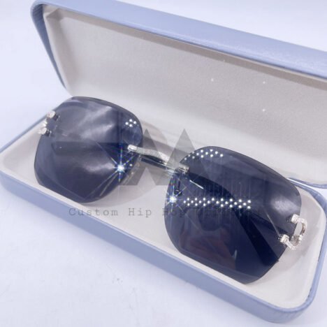 Sterling Silver vvs moissanite iced out hip hop glasses with grey lens - Image 3