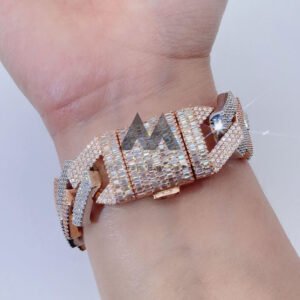 20MM Moissanite Cuban Bracelet - Thick Miami Baguette Lock, Hip Hop Jewelry - Image 3
