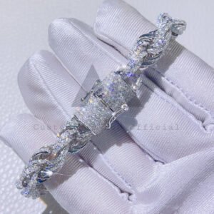10MM Iced Out Moissanite Rope Bracelet, 925 Silver Hip Hop Jewelry - Image 4