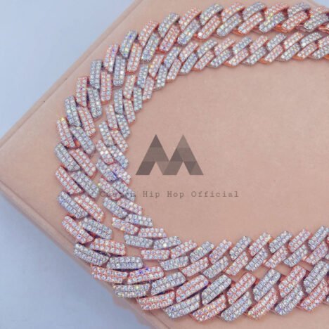 15MM Rose Gold Moissanite Cuban Chain | Men's Iced Out Hip Hop Jewelry - Image 5