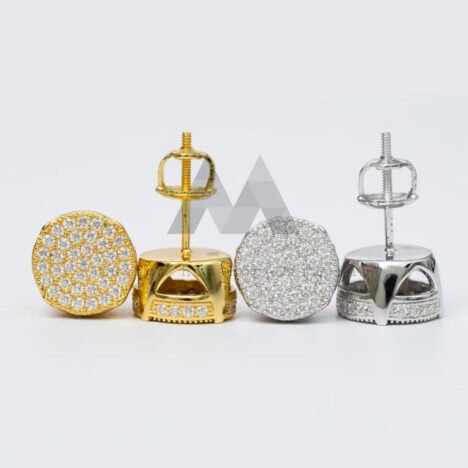 Iced Moissanite Men's Earrings - Hip Hop Style, GRA Certified, Silver
