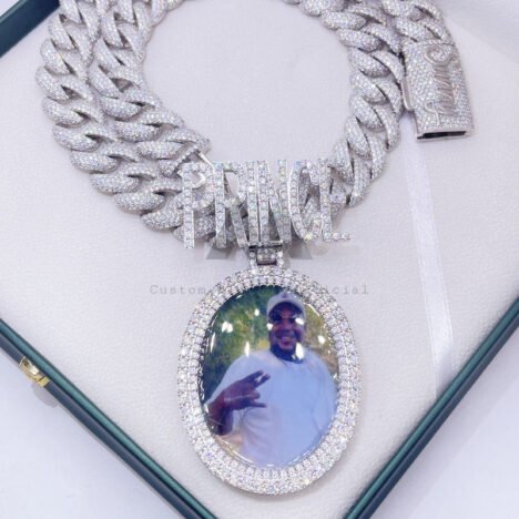 3" VVS Moissanite Custom Prince Bail Pendant for Memory Photo" - Image 2