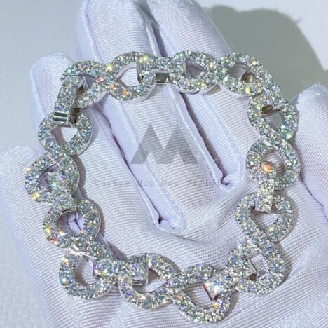 VVS Moissanite Diamond Infinity Link Bracelet 13MM Sterling Silver - Hip Hop Jewelry