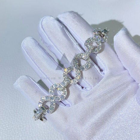 VVS Moissanite Diamond Infinity Link Bracelet 13MM Sterling Silver - Hip Hop Jewelry - Image 3