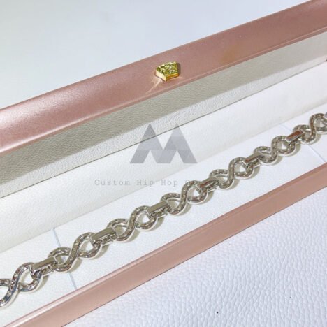 VVS Moissanite Diamond Infinity Link Bracelet 13MM Sterling Silver - Hip Hop Jewelry - Image 4