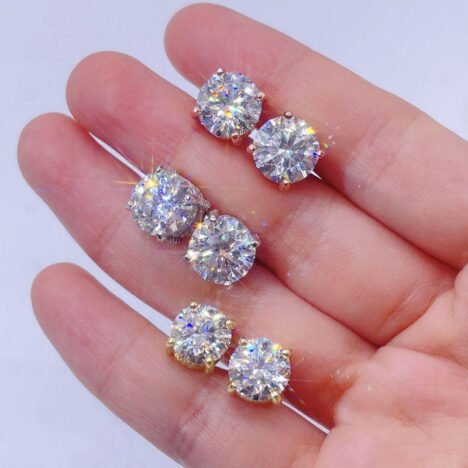 Iced Out 925 Silver Moissanite Stud Earrings - Hip Hop Jewelry