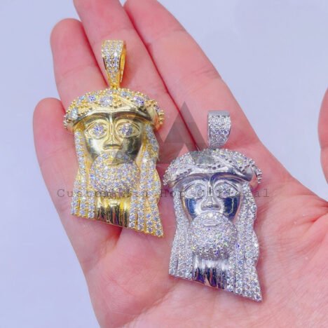 Iced Out Moissanite Jesus Pendant - Sterling Silver with 3MM Tennis Chain, Hip Hop Jewelry