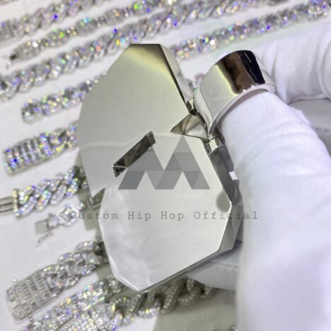 Iced Out Moissanite Diamond Initial Letter Pendant - VVS Baguette, Hip Hop Jewelry - Image 3