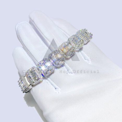 13MM VVS Moissanite Tennis Bracelet in White Gold Plated Sterling Silver - Hip Hop Jewelry - Image 2