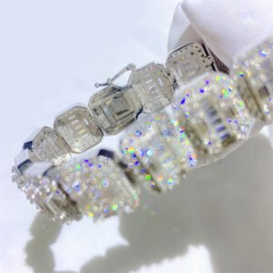 13MM VVS Moissanite Tennis Bracelet in White Gold Plated Sterling Silver - Hip Hop Jewelry - Image 3